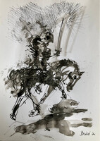 Harcos angyal. 24x17 cm. Tus art by Konrad Biro.