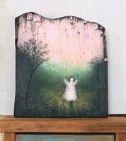 Erdei tündér. /akrillal festett egyedi kép, angyal, fali dekoráció