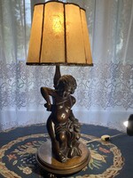 Antique, carved wooden table lamp, hunter putto 260412