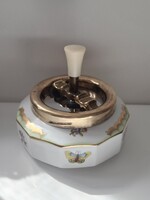 Herendi Viktória mintás hamutartó, hamuzós forgó tetővel, 14 cm