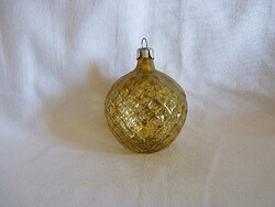 RÉGI ÜVEG KARÁCSONYFADÍSZ - "ARANY LAMPION"! (ÁTTETSZŐ!)