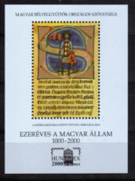 2000. EZERÉVES A MAGYAR ÁLLAM emlékív, piros sorszám,  A BÉLYEGGYŰJTÉSÉRT felirattal