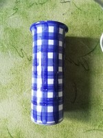 Régi  retró kék kockás nagy kerámia váza 27 cm