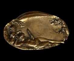 Szecessziós Bronzírozott Réz Dísztálca – Mitológiai Jelenettel