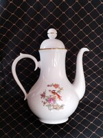 Hollóházi porcelán paradicsommadaras mintájú kávéskanna, kávékiöntő szép állapotban