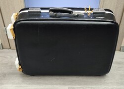 Vintage Long March keményfedeles bőrönd – Gyűjtői állapotban, kulccsal!