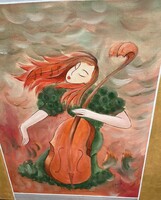 Budai T. Gizella Gordonkázó lány olaj, vászon
