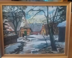 Kvalitásos vászon festmény, feloldatlan szignóval