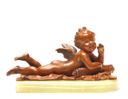 Bronz puttó márvány talpon