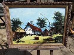 Festmény: paraszt ház életkép