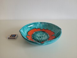 Régi retro mázas kerámia kínáló tál mid century asztalközép