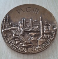 Borsodi Vegyikombinát Kazincbarcika bronz plakett  10 cm