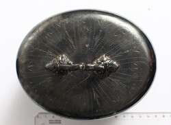 Biedermeier ezüstözött bonbonier cc 1870 tulipán mintával