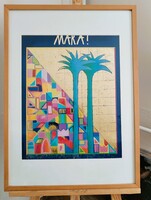 (K) Szép művészi nyomat 52x72 cm kerettel