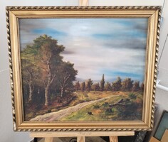 Arany szignóval szép tájkép festmény 69x58 cm kerettel