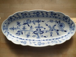 Régi-antik nagyméretű Meisseni hagymamintás porcelán kínáló tál 50 x 24,5 cm
