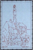 1Z856 Orvos András : "Vácz anno" - tollrajz 14 cm x 8,5 cm