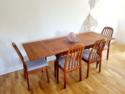 Vintage Wiesner-Hager bővíthető teak étkezőasztal, LV 705