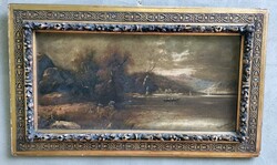 Felvidéki festő: Esti fények a tavon.