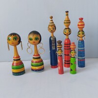 Régi egyiptomi kézzel festett fa figurák 1970 körül