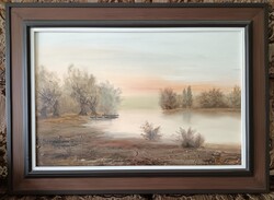 Balogh Erzsébet: Tiszaparti naplemente (60x40 cm)