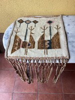 NÉMETH ÉVA? gyapjú falvédő faliszőnyeg falikárpit 55x51 cm.