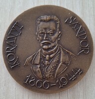 Ritka! Kis Nagy András: Korányi Sándor - jelzett bronzplakett, 6 cm, Állami Pénzverő
