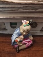 Herendi porcelán figura – Madárral játszó kínai kislány (Hibátlan!)