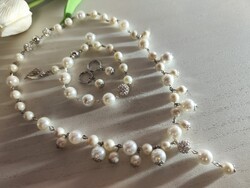 Új! Selyemfényű Shell Pearl ékszerszett – Nemesacél, praktikus mágneszárral és angyalszárnnyal!