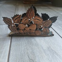 Érdekes régi réz szalvétatartó (15x8,7x2,2 cm)