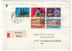 Levél Svájcból Németországba 1969 - Mi:CH 900-901,911-913 - Kat. ért.: 2.00€ (M)