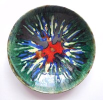 Városlődi retro kerámia tál absztrakt mintával 31.5 cm