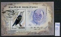Észak-Korea 1992 – Dr. Won Hong Gu ornitológus / Madarak bélyegblokk