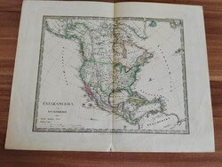 Stieler Iskolai atlaszából eredeti térkép,Északamerika és Nyugotindia (1878)
