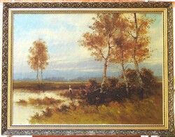 (K)  V. Sashegyi Kálmán (1886-) : Alkonyi táj gólyával