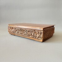 Iparművészeti bronz zenélő doboz – Lador (Svájc) szerkezettel (16x10x4 cm - 870 gramm)