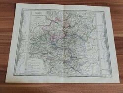 Stieler Iskolai atlasz eredeti térképe,Alsó és felső Ausztria, Salzburg,Stájer ország,Karinthia1878)