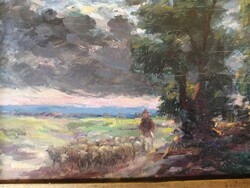 Carolus Pállya /1875-1948/ - shepherd herding sheep