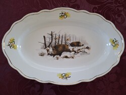 Vadász jelenetes, porcelán kínáló, húsos tál