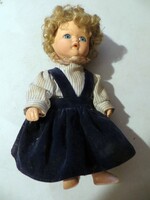Régi antik porcelánfejű baba göndör szőke haj 25 cm