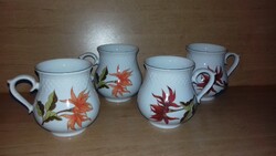Hollóházi porcelán hasas pocakos bögre készlet - 4 db egyben