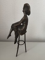 1000 Ft-ról indul! Francia bronz „bárhölgy” szobor – jelzett, szignózott  bronz pecséttel