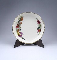 1Z991 Vajszínű orchidea mintás Zsolnay porcelán tálka hamutál 12 cm