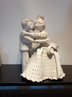 Kovács Éva kerámia szobor – jelzett, 33 cm