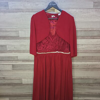 Numoco bordó női báli ruha Charm's boleróval, XL-XXL