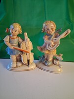 Régi német gitározó szőke lány porcelán figura+ másik