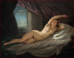 Nyulassy Lajos: Alvó vénusz, 1856 - Itáliából egy 170 éves antik festmény kiváló állapotban!