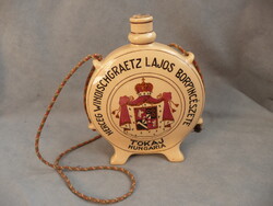 Régi kerámia kulacs bor reklám kulacs Windischgraetz Lajos pincészet Rákóczi pince tokaj 1920as évek