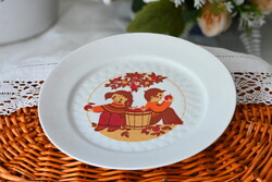 Arzberg porcelán lapostányér – retro mintás, 19 cm