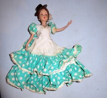 Régi antik porcelán flamenco táncos baba 31 cm